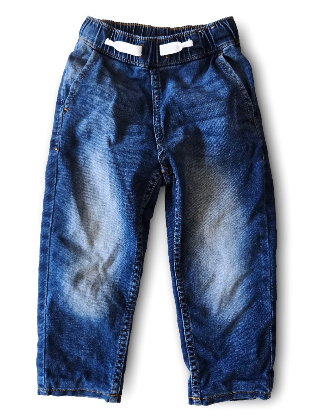 H&M Dark Blue Kids Denim Lined Joggers with Drawstring